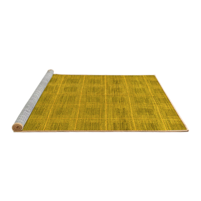 Sideview of Machine Washable Checkered Yellow Modern Rug, wshabs1494yw