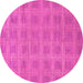 Round Checkered Pink Modern Rug, abs1494pnk