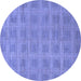 Round Checkered Blue Modern Rug, abs1494blu