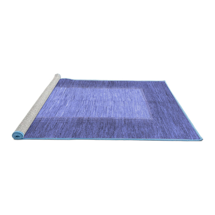 Sideview of Machine Washable Abstract Blue Modern Rug, wshabs1495blu