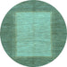 Round Abstract Light Blue Modern Rug, abs1495lblu