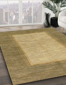 Abstract Metallic Gold Modern Rug in Family Room, abs1495