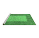 Sideview of Machine Washable Abstract Emerald Green Modern Area Rugs, wshabs1495emgrn