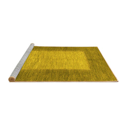 Sideview of Machine Washable Abstract Yellow Modern Rug, wshabs1495yw