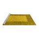 Sideview of Machine Washable Abstract Yellow Modern Rug, wshabs1495yw