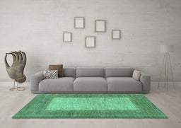 Machine Washable Abstract Turquoise Modern Area Rugs in a Living Room,, wshabs1495turq