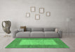 Machine Washable Abstract Emerald Green Modern Area Rugs in a Living Room,, wshabs1495emgrn