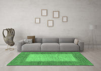 Machine Washable Abstract Emerald Green Modern Rug, wshabs1495emgrn