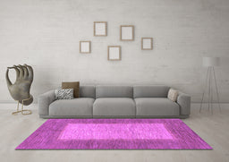 Machine Washable Abstract Purple Modern Area Rugs in a Living Room, wshabs1495pur