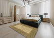 Machine Washable Abstract Metallic Gold Rug in a Bedroom, wshabs1495