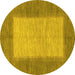 Round Abstract Yellow Modern Rug, abs1495yw