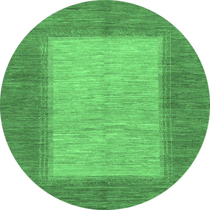 Round Abstract Emerald Green Modern Rug, abs1495emgrn