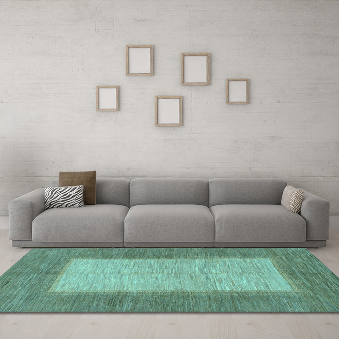 Machine Washable Abstract Light Blue Modern Rug in a Living Room, wshabs1495lblu