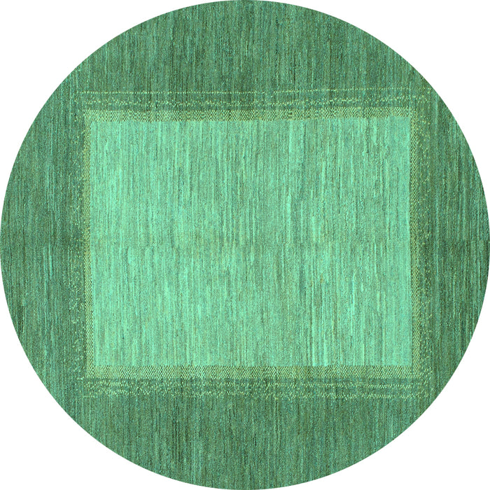 Round Machine Washable Abstract Turquoise Modern Area Rugs, wshabs1495turq
