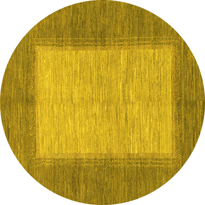 Round Machine Washable Abstract Yellow Modern Rug, wshabs1495yw