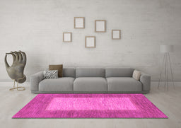 Machine Washable Abstract Pink Modern Rug in a Living Room, wshabs1495pnk