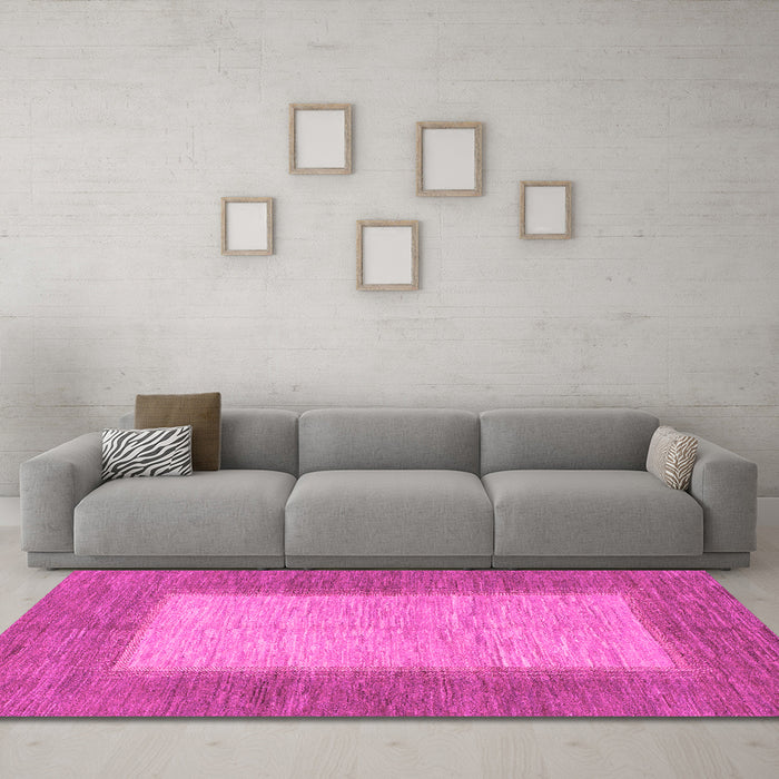 Machine Washable Abstract Pink Modern Rug in a Living Room, wshabs1495pnk