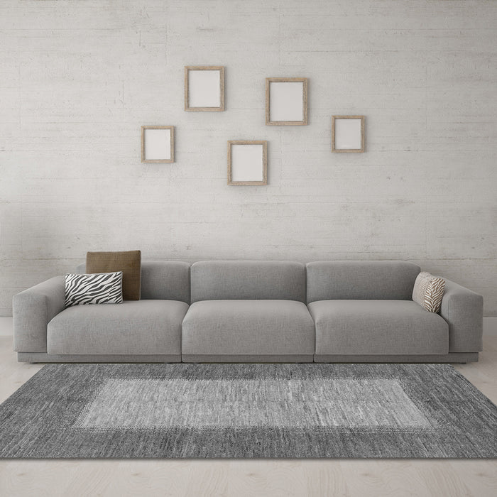 Machine Washable Abstract Gray Modern Rug in a Living Room,, wshabs1495gry
