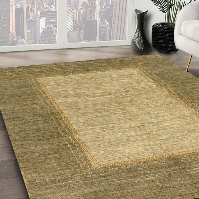 Machine Washable Abstract Metallic Gold Rug in a Family Room, wshabs1495