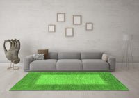 Machine Washable Abstract Green Modern Rug, wshabs1495grn