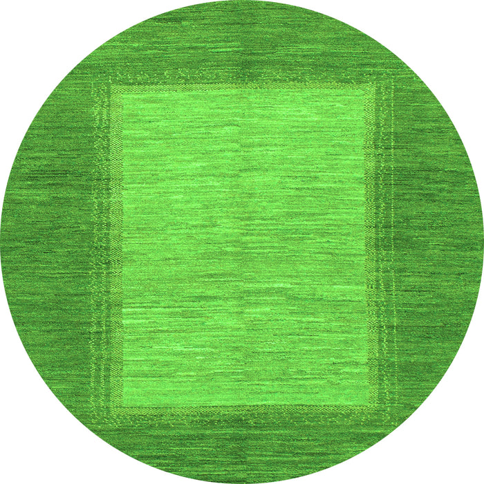 Round Machine Washable Abstract Green Modern Area Rugs, wshabs1495grn