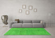 Machine Washable Abstract Green Modern Area Rugs in a Living Room,, wshabs1496grn