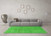 Machine Washable Abstract Green Modern Rug, wshabs1496grn