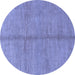 Round Machine Washable Abstract Blue Modern Rug, wshabs1496blu