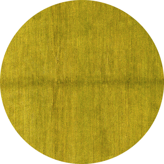 Round Machine Washable Abstract Yellow Modern Rug, wshabs1496yw