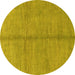 Round Machine Washable Abstract Yellow Modern Rug, wshabs1496yw