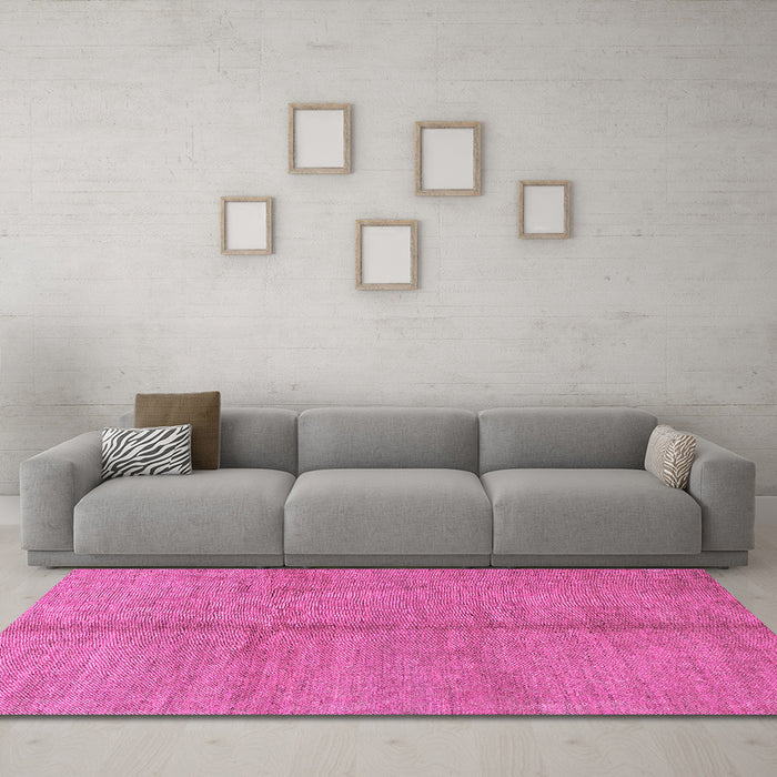 Machine Washable Abstract Pink Modern Rug in a Living Room, wshabs1496pnk