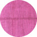 Round Machine Washable Abstract Pink Modern Rug, wshabs1496pnk