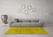 Machine Washable Abstract Yellow Modern Rug in a Living Room, wshabs1496yw