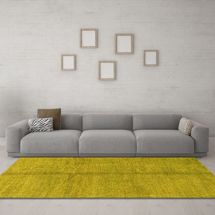 Machine Washable Abstract Yellow Modern Rug in a Living Room, wshabs1496yw