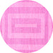 Round Abstract Pink Modern Rug, abs1497pnk