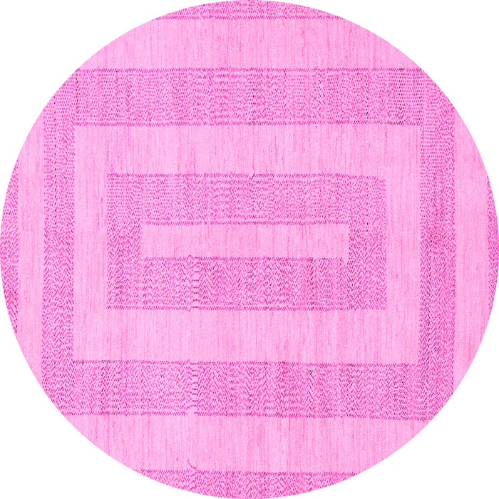 Round Machine Washable Abstract Pink Modern Rug, wshabs1497pnk