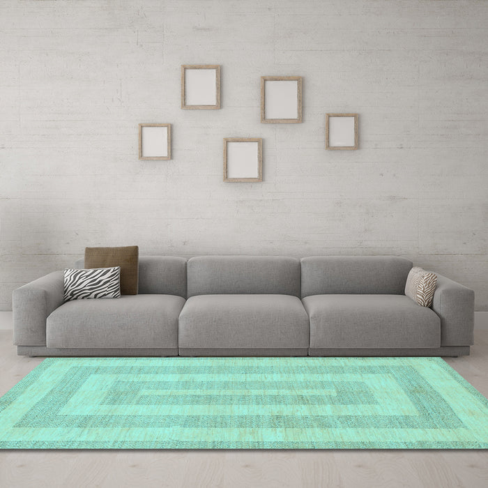 Machine Washable Abstract Light Blue Modern Rug in a Living Room, wshabs1497lblu