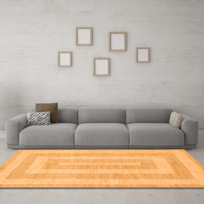 Machine Washable Abstract Orange Modern Area Rugs in a Living Room, wshabs1497org