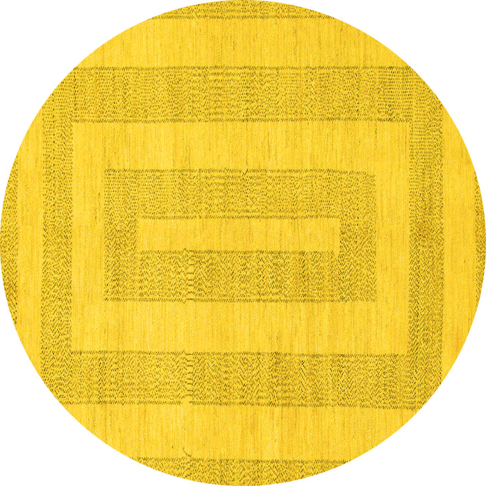 Round Machine Washable Abstract Yellow Modern Rug, wshabs1497yw