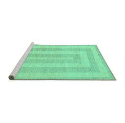 Sideview of Machine Washable Abstract Turquoise Modern Area Rugs, wshabs1497turq