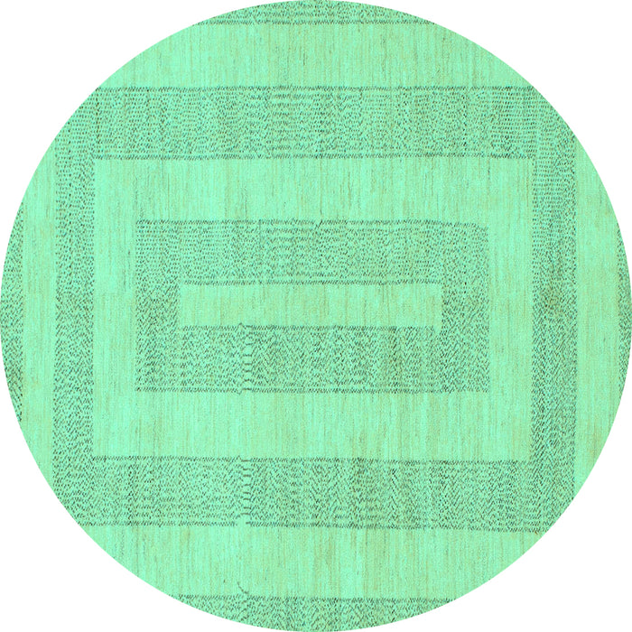 Round Abstract Turquoise Modern Rug, abs1497turq