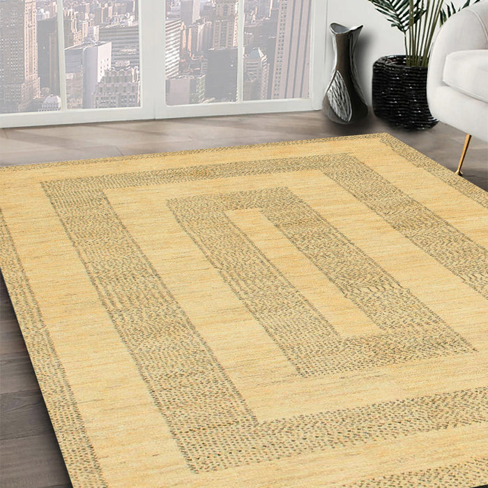 Abstract Yellow Modern Rug in Family Room, abs1497