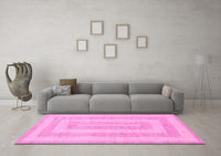 Machine Washable Abstract Pink Modern Rug, wshabs1497pnk