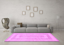 Machine Washable Abstract Purple Modern Area Rugs in a Living Room, wshabs1497pur