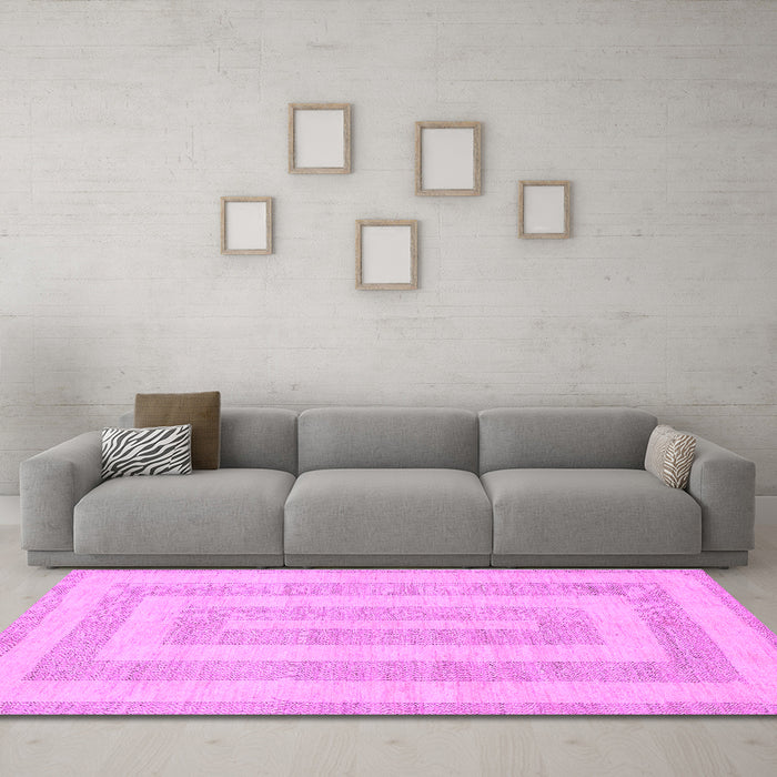 Machine Washable Abstract Purple Modern Area Rugs in a Living Room, wshabs1497pur