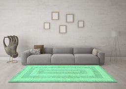 Machine Washable Abstract Turquoise Modern Area Rugs in a Living Room,, wshabs1497turq