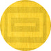 Round Abstract Yellow Modern Rug, abs1497yw