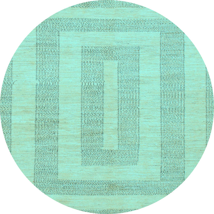 Round Abstract Light Blue Modern Rug, abs1497lblu