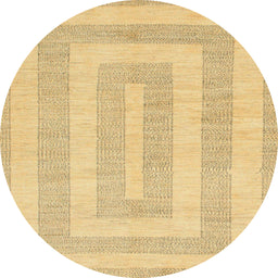 Round Machine Washable Abstract Yellow Rug, wshabs1497