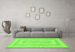 Machine Washable Abstract Green Modern Area Rugs in a Living Room,, wshabs1497grn